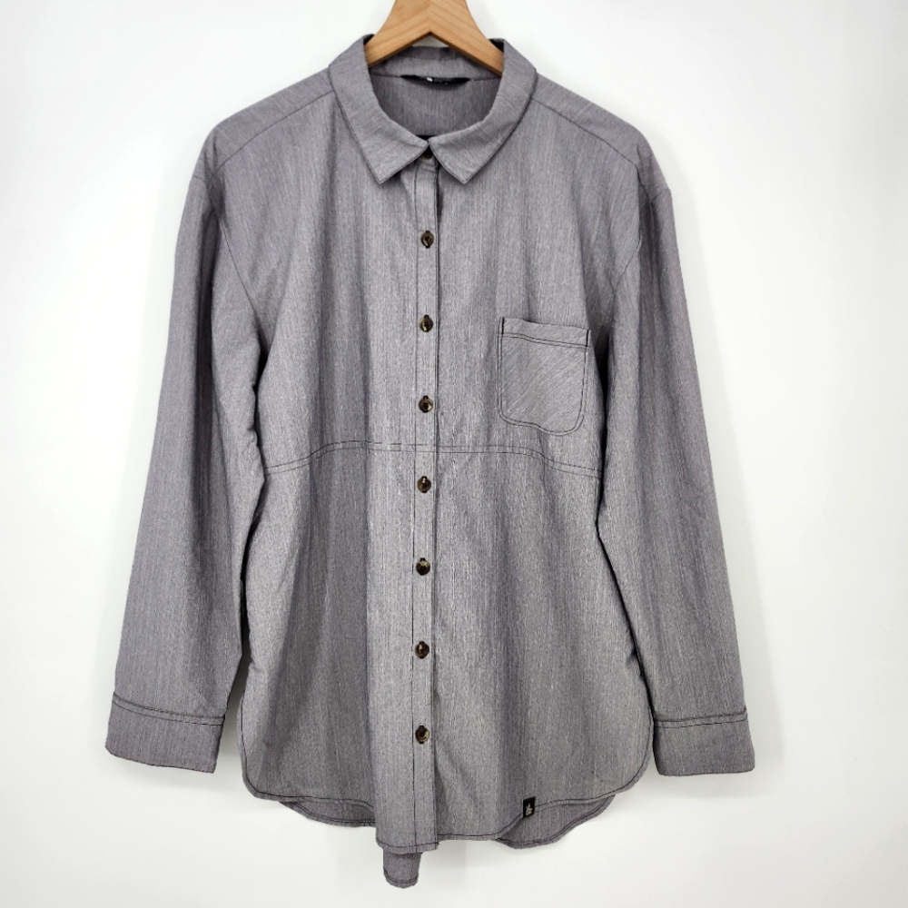 The North Face‎ Womens Button Front Top Size XL Heathered Plum Outdoor Utility